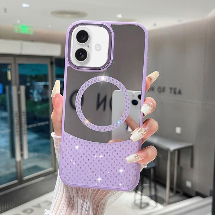 Custodia magnetica con specchio e strass per iPhone 17 Pro