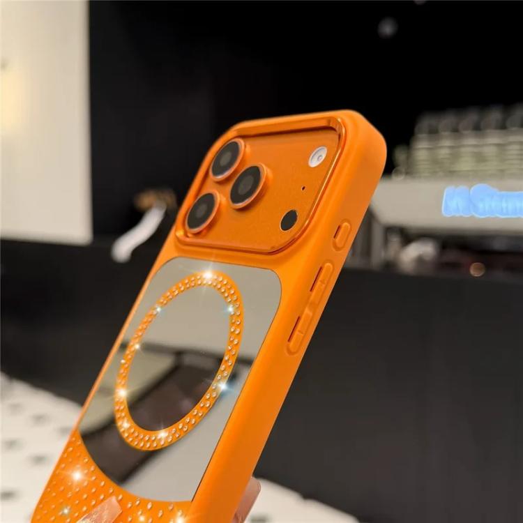 Custodia magnetica con superficie a specchio e strass per iPhone