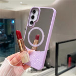 Custodia magnetica per telefono con superficie a specchio in cristallo e strass., For Samsung Galaxy A36 5G / A56 5G, For Samsung Galaxy A16 5G / 4G, For Samsung Galaxy A15 5G / 4G