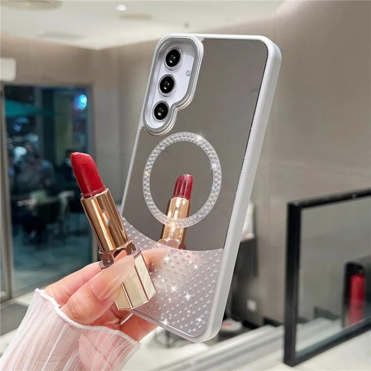 Custodia magnetica per telefono con superficie a specchio in cristallo e strass., For Samsung Galaxy A55 5G, For Samsung Galaxy A35 5G, For Samsung Galaxy A25 5G