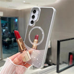 Custodia magnetica per telefono con superficie a specchio in cristallo e strass., For Samsung Galaxy A55 5G, For Samsung Galaxy A35 5G, For Samsung Galaxy A25 5G