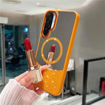Custodia magnetica per telefono con superficie a specchio in cristallo e strass., For Samsung Galaxy A36 5G / A56 5G, For Samsung Galaxy A16 5G / 4G, For Samsung Galaxy A15 5G / 4G