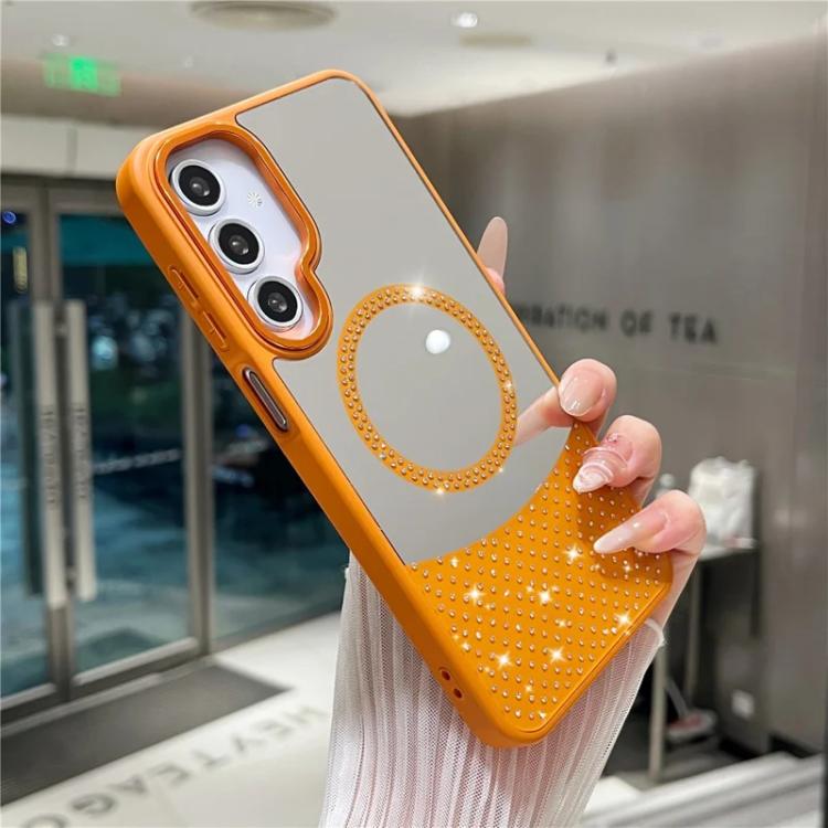 Custodia magnetica per telefono con superficie a specchio in cristallo e strass., For Samsung Galaxy A36 5G / A56 5G, For Samsung Galaxy A16 5G / 4G, For Samsung Galaxy A15 5G / 4G