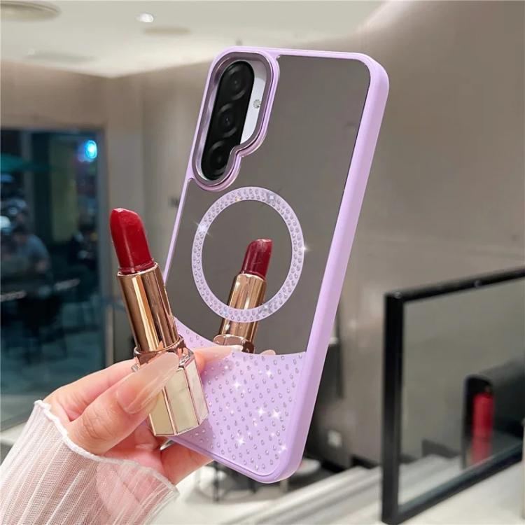 Custodia magnetica per telefono con superficie a specchio in cristallo e strass., For Samsung Galaxy A36 5G / A56 5G, For Samsung Galaxy A16 5G / 4G, For Samsung Galaxy A15 5G / 4G