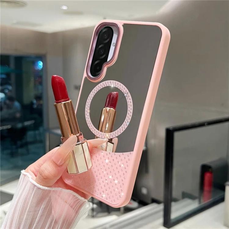 Custodia magnetica per telefono con superficie a specchio in cristallo e strass., For Samsung Galaxy A36 5G / A56 5G, For Samsung Galaxy A16 5G / 4G, For Samsung Galaxy A15 5G / 4G
