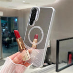 Custodia magnetica per telefono con superficie a specchio in cristallo e strass., For Samsung Galaxy A36 5G / A56 5G, For Samsung Galaxy A16 5G / 4G, For Samsung Galaxy A15 5G / 4G