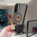 Custodia magnetica per telefono con superficie a specchio in cristallo e strass., For Samsung Galaxy A36 5G / A56 5G, For Samsung Galaxy A16 5G / 4G, For Samsung Galaxy A15 5G / 4G