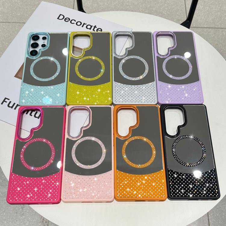 Custodia magnetica per telefono con superficie a specchio in cristallo e strass., For Samsung Galaxy A36 5G / A56 5G, For Samsung Galaxy A16 5G / 4G, For Samsung Galaxy A15 5G / 4G