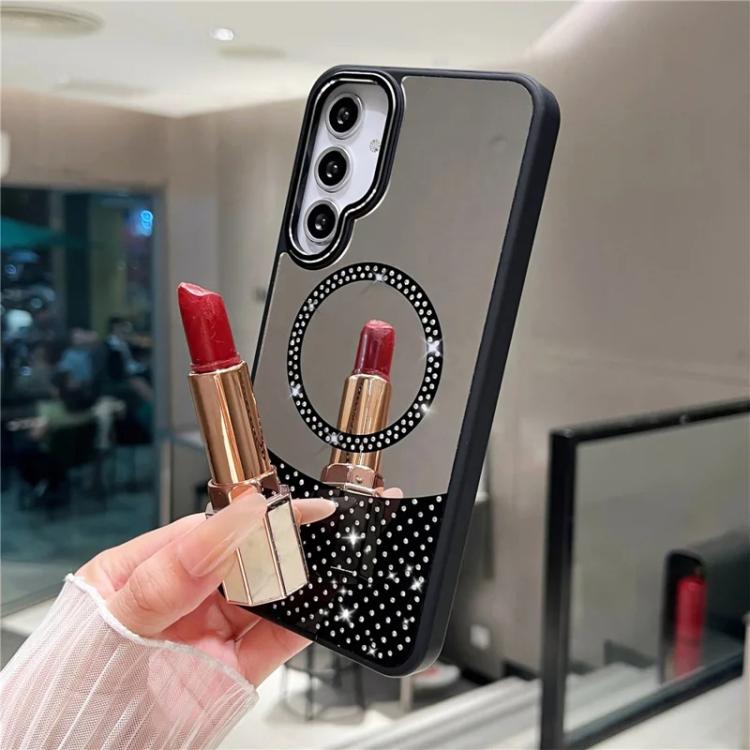Custodia magnetica per telefono con superficie a specchio in cristallo e strass., For Samsung Galaxy S25 / S24 5G, For Samsung Galaxy S25+ / S24+ 5G, For Samsung Galaxy S25 Ultra 5G