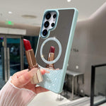 Custodia magnetica per telefono con superficie a specchio in cristallo e strass., For Samsung Galaxy S25 / S24 5G, For Samsung Galaxy S25+ / S24+ 5G, For Samsung Galaxy S25 Ultra 5G
