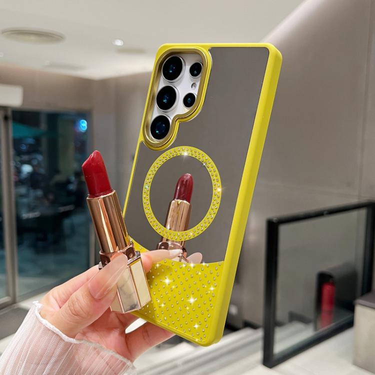Custodia magnetica per telefono con superficie a specchio in cristallo e strass., For Samsung Galaxy S25 / S24 5G, For Samsung Galaxy S25+ / S24+ 5G, For Samsung Galaxy S25 Ultra 5G