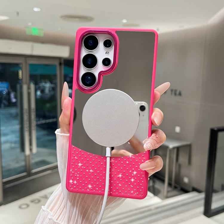 Custodia magnetica per telefono con superficie a specchio in cristallo e strass., For Samsung Galaxy S23+ 5G, For Samsung Galaxy S23 5G, For Samsung Galaxy S22 Ultra 5G