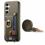 Portafoglio ad anello con texture litchi in pelle vegana + custodia per telefono in PC con tracolla, For Samsung Galaxy A36 5G, For Samsung Galaxy A16 5G / 4G, For Samsung Galaxy A25 5G / 4G