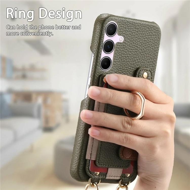 Portafoglio ad anello con texture litchi in pelle vegana + custodia per telefono in PC con tracolla, For Samsung Galaxy A36 5G, For Samsung Galaxy A16 5G / 4G, For Samsung Galaxy A25 5G / 4G