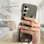 Portafoglio ad anello con texture litchi in pelle vegana + custodia per telefono in PC con tracolla, For Samsung Galaxy A57 5G, For Samsung Galaxy A56 5G, For Samsung Galaxy A26 5G