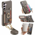 Portafoglio ad anello con texture litchi in pelle vegana + custodia per telefono in PC con tracolla, For Samsung Galaxy A57 5G, For Samsung Galaxy A56 5G, For Samsung Galaxy A26 5G