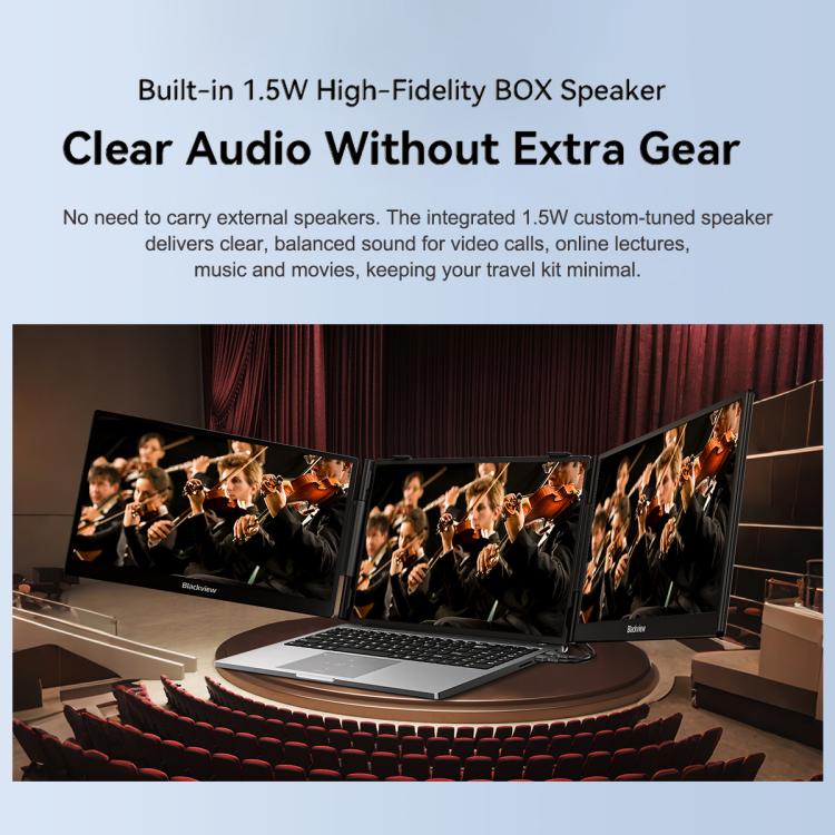 Blackview DCM5 14 inch Dual Monitor Portable Laptop Screen Extender with Speaker, DCM5