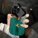 Custodia TPU PC e vetro temperato con motivo cavallo per iPhone 1
