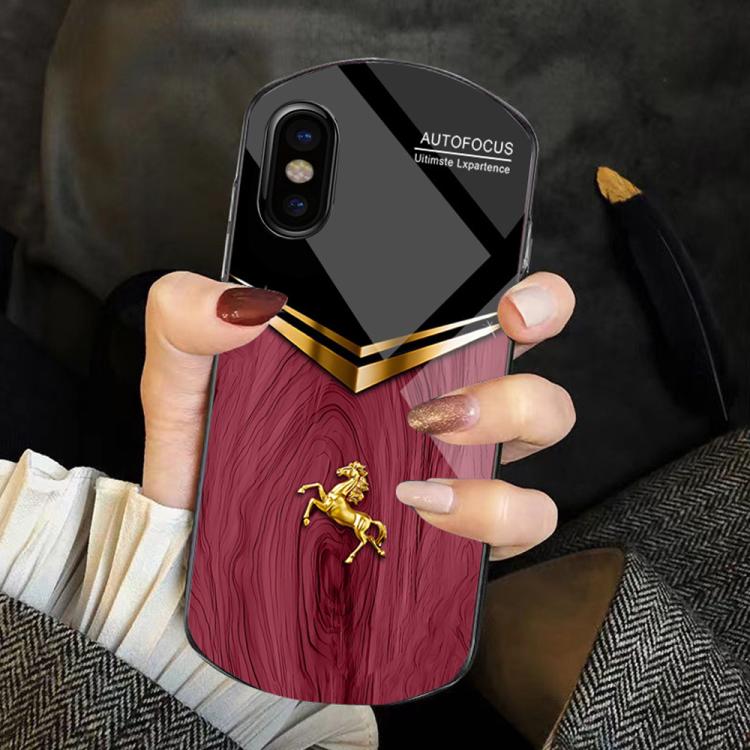 Custodia TPU PC vetro temperato effetto legno per iPhone 11 Pro