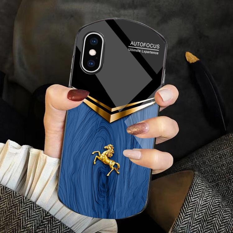 Custodia TPU PC vetro temperato effetto legno per iPhone 11 Pro