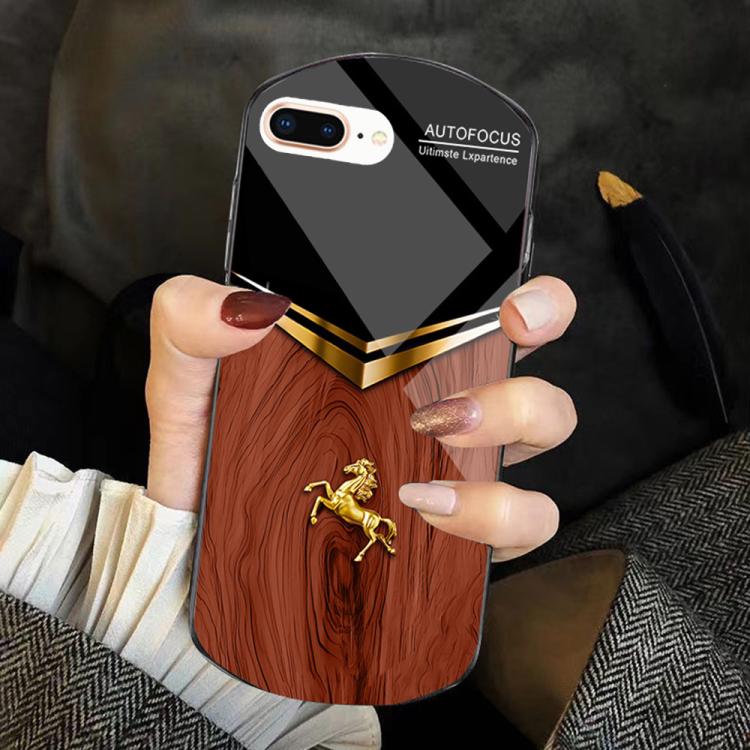 Custodia TPU PC vetro temperato effetto legno per iPhone 6/7/8 Pl