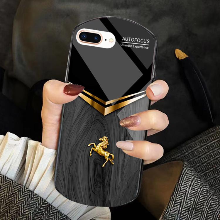 Custodia TPU PC vetro temperato effetto legno per iPhone 6/7/8 Pl