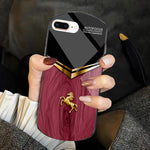 Custodia TPU PC vetro temperato effetto legno per iPhone 6/7/8 Pl