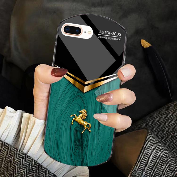 Custodia TPU PC vetro temperato effetto legno per iPhone 6/7/8 Pl