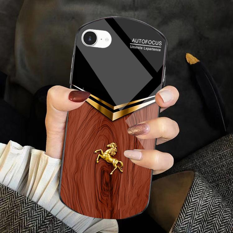 Custodia TPU PC e vetro temperato con motivo cavallo per iPhone 1