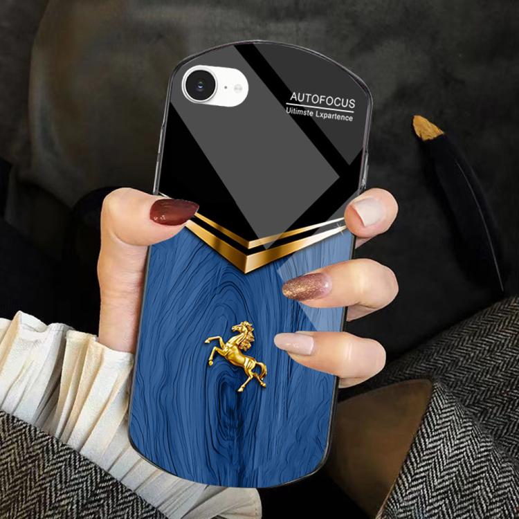 Custodia TPU PC e vetro temperato con motivo cavallo per iPhone 1