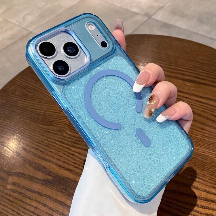 Custodia trasparente glitter magnetica per iPhone 17 e 16