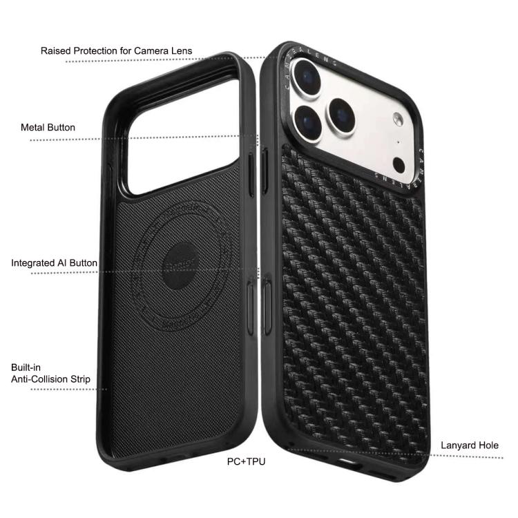 Custodia magnetica per telefono Denier A26 in vera pelle con trama intrecciata., For iPhone 17 Pro Max, For iPhone 17 Pro, For iPhone 16 Pro Max, For iPhone 16 Pro, For iPhone 15 Pro Max, For iPhone 15 Pro