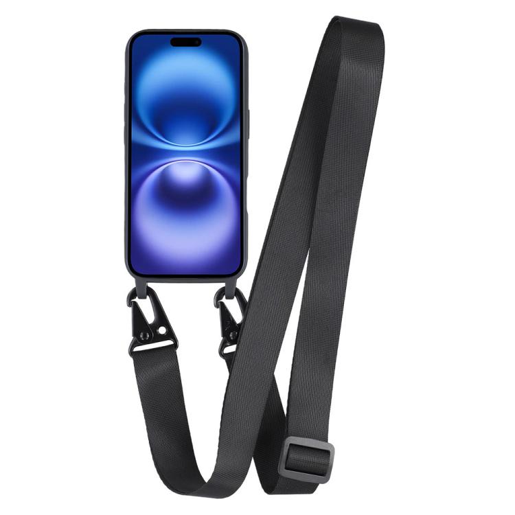 Custodia TPU opaca con cordino per iPhone 16 Plus