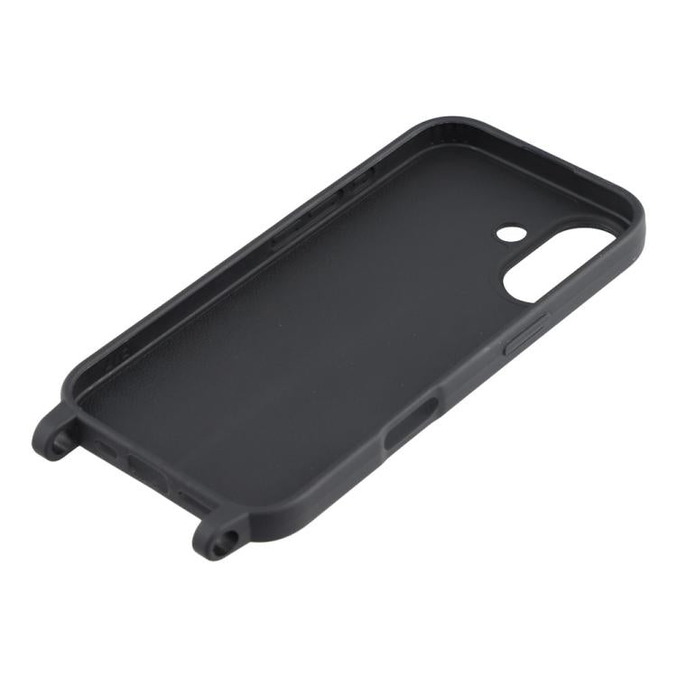 Custodia TPU opaca con cordino per iPhone 16 Plus