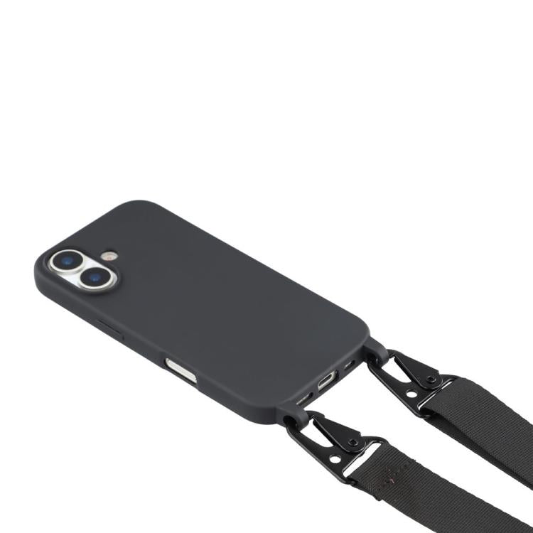 Custodia TPU opaca con cordino per iPhone 16 Plus