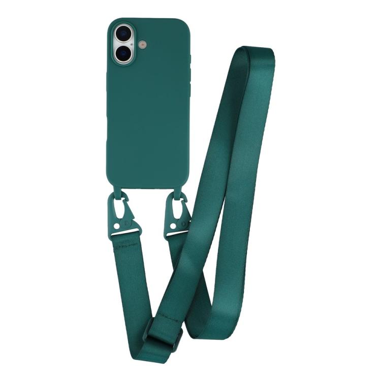Custodia TPU opaca con cordino per iPhone 16 Plus