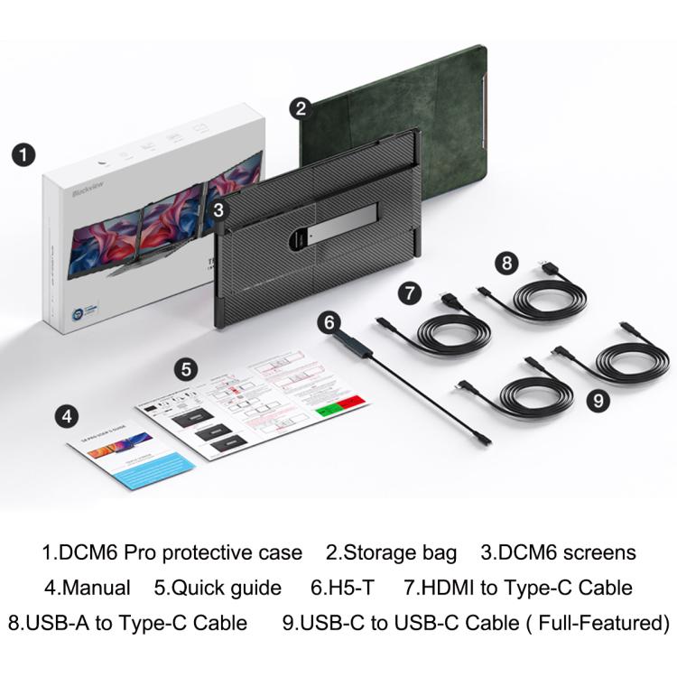 Blackview DCM6 Pro 14 inch Dual Screen Portable Laptop Extension Monitor with Stand, DCM6 Pro