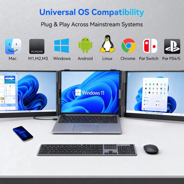 Blackview DCM6 Pro 14 inch Dual Screen Portable Laptop Extension Monitor with Stand, DCM6 Pro