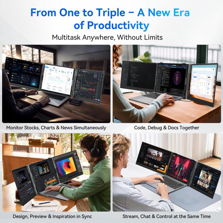 Blackview DCM6 Pro 14 inch Dual Screen Portable Laptop Extension Monitor with Stand, DCM6 Pro