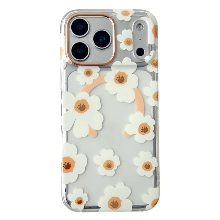 Custodia magnetica TPU e PC con motivo floreale per iPhone