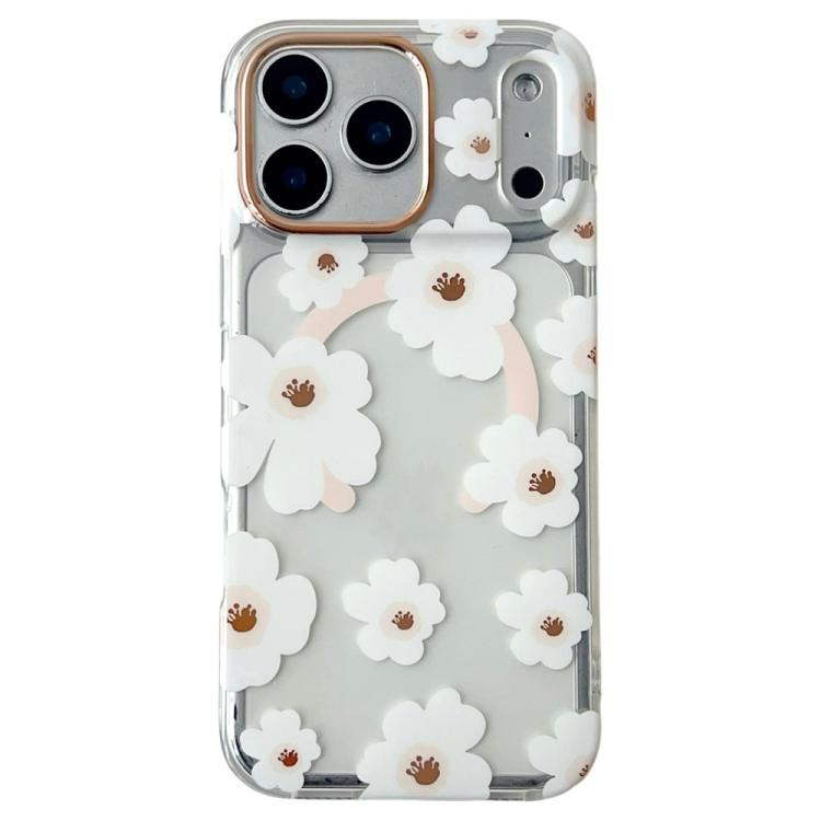 Custodia magnetica TPU e PC con motivo floreale per iPhone