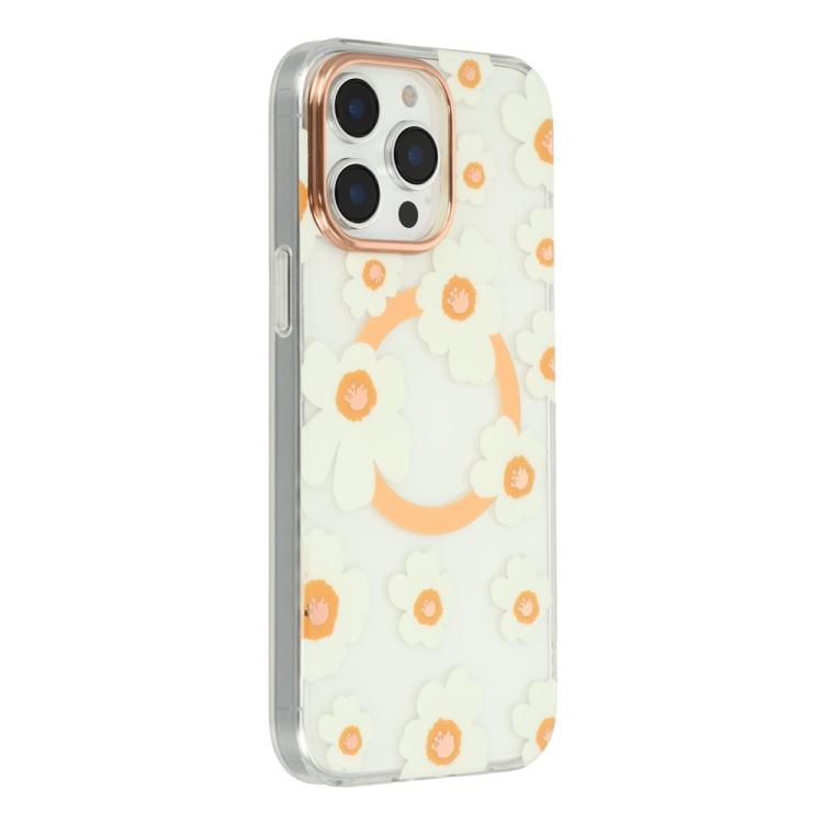 Custodia magnetica in TPU e PC con motivo floreale per iPhone