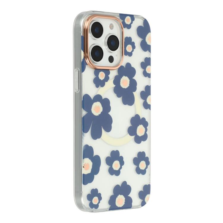 Custodia magnetica in TPU e PC con motivo floreale per iPhone