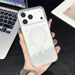 Custodia magnetica in TPU trasparente con glitter per iPhone