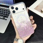 Custodia magnetica in TPU trasparente con glitter per iPhone