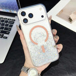 Custodia magnetica in TPU trasparente con glitter per iPhone