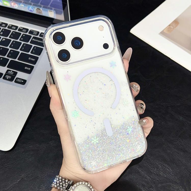 Custodia magnetica in TPU trasparente con glitter per iPhone