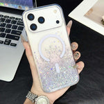 Custodia magnetica in TPU trasparente con glitter per iPhone