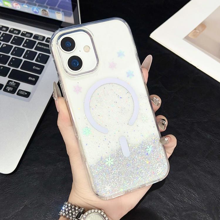 Custodia magnetica in TPU trasparente con glitter per iPhone