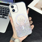 Custodia magnetica in TPU trasparente con glitter per iPhone
